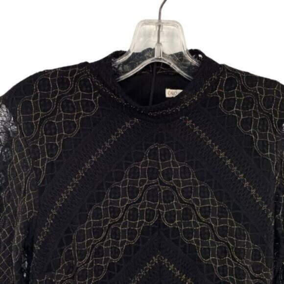 Black Lace Metallic Gold Vamp Bodycon Cocktail Dress Whimsigoth Witchy - Picture 2 of 16